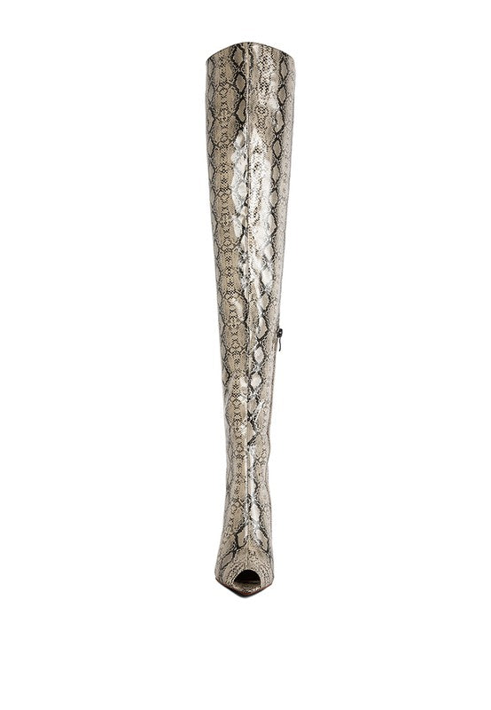 High Drama Snake print Stiletto Long Boots - lolaluxeshop