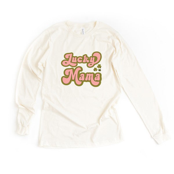 Lucky Mama Retro Clovers Long Sleeve Graphic Tee - lolaluxeshop