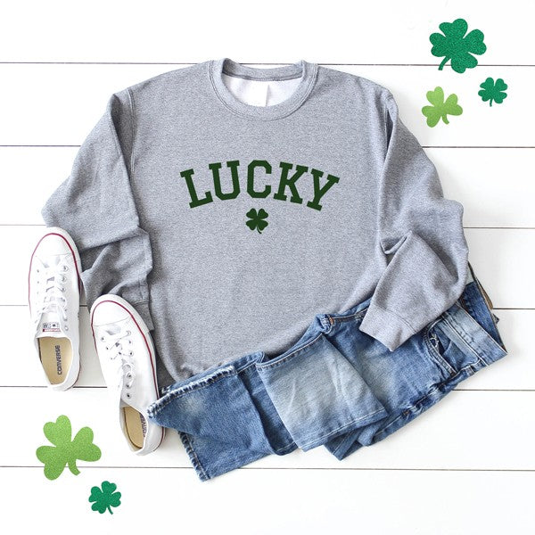 Lucky Varsity Clover Graphic Sweatshirt - lolaluxeshop