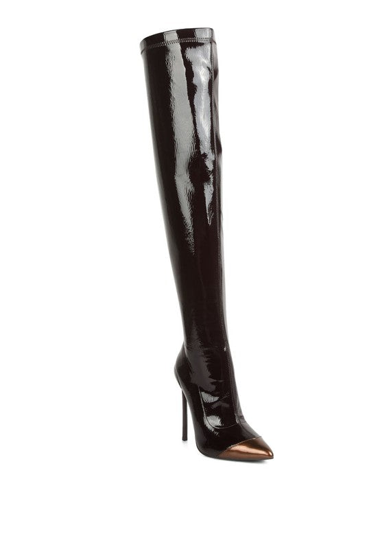 Chimes High Heel Patent Long Boots - lolaluxeshop