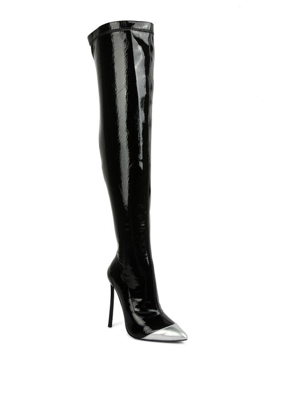 Chimes High Heel Patent Long Boots - lolaluxeshop