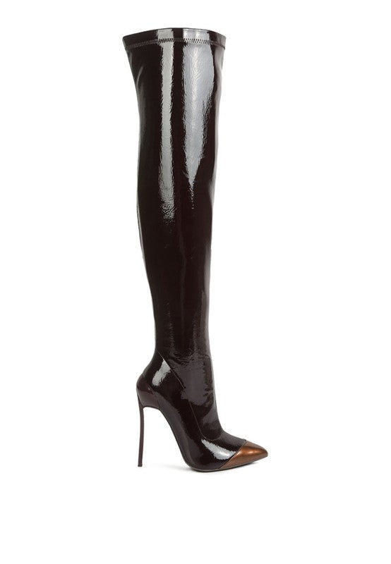 Chimes High Heel Patent Long Boots - lolaluxeshop