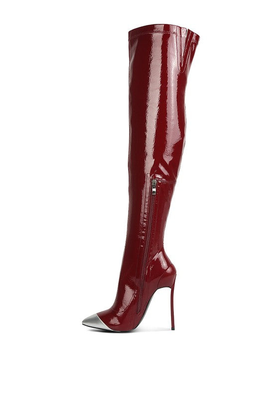 Chimes High Heel Patent Long Boots - lolaluxeshop