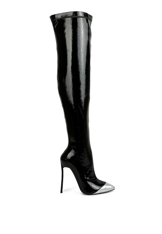 Chimes High Heel Patent Long Boots - lolaluxeshop