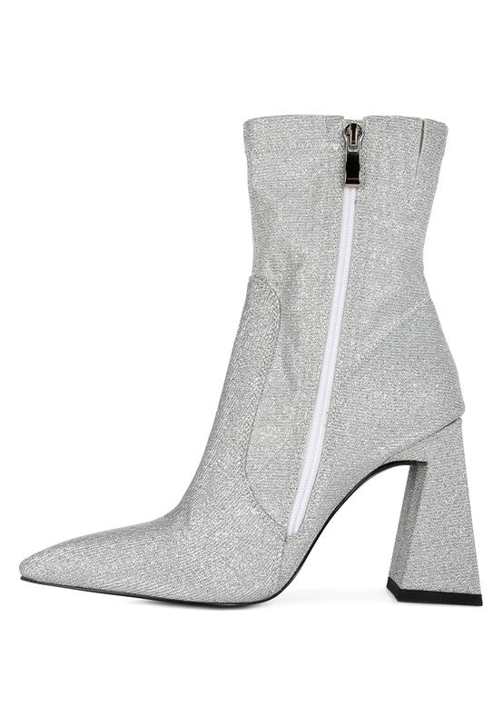 Hustlers Shimmer Block Heeled Ankle Boots - lolaluxeshop