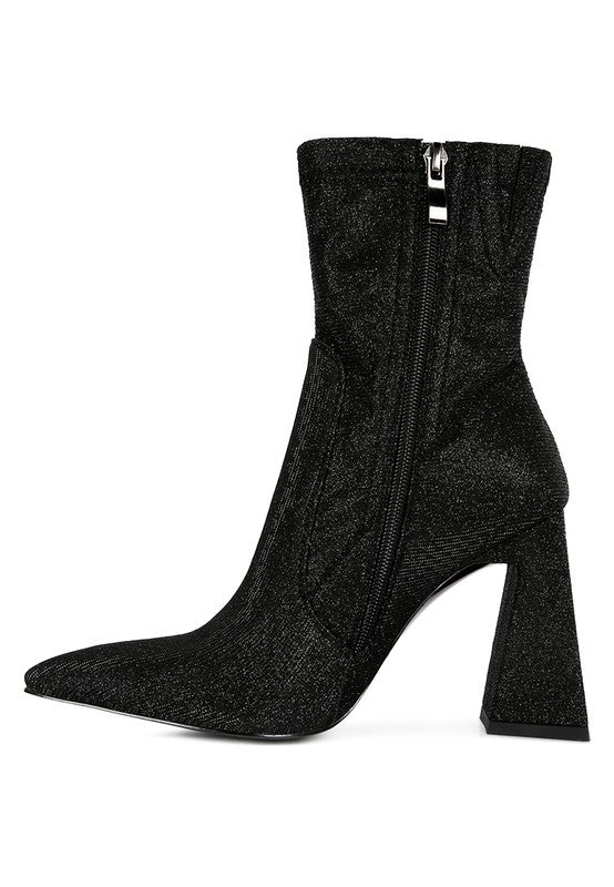 Hustlers Shimmer Block Heeled Ankle Boots - lolaluxeshop