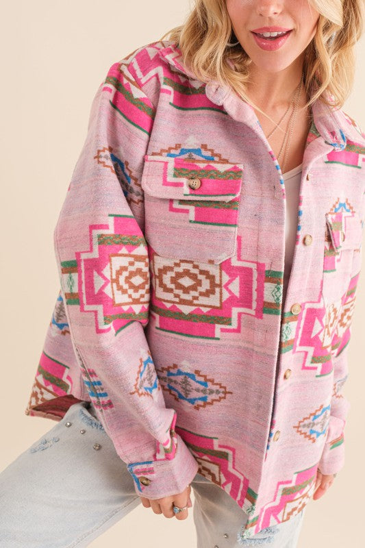 Blue B Exclusive Jacquard Aztec Shirt Jacket - lolaluxeshop