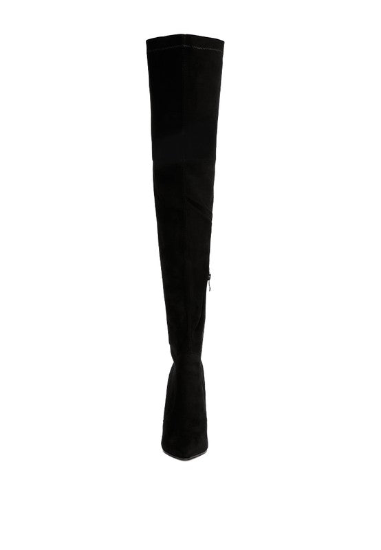 Jaynetts Stretch Suede Micro High Knee Boots - lolaluxeshop