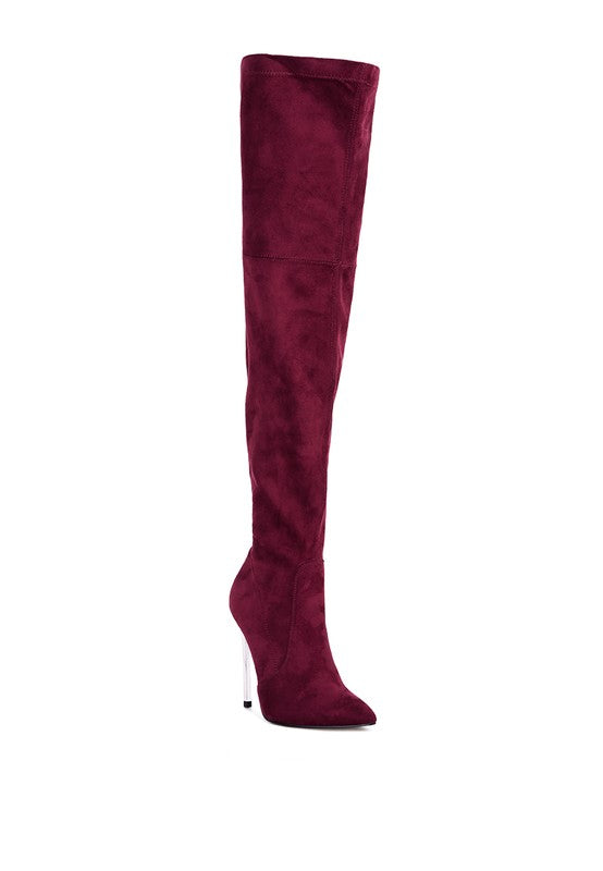 Jaynetts Stretch Suede Micro High Knee Boots - lolaluxeshop