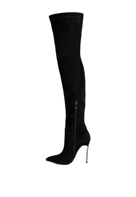 Jaynetts Stretch Suede Micro High Knee Boots - lolaluxeshop