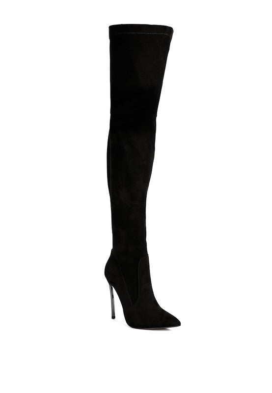 Jaynetts Stretch Suede Micro High Knee Boots - lolaluxeshop