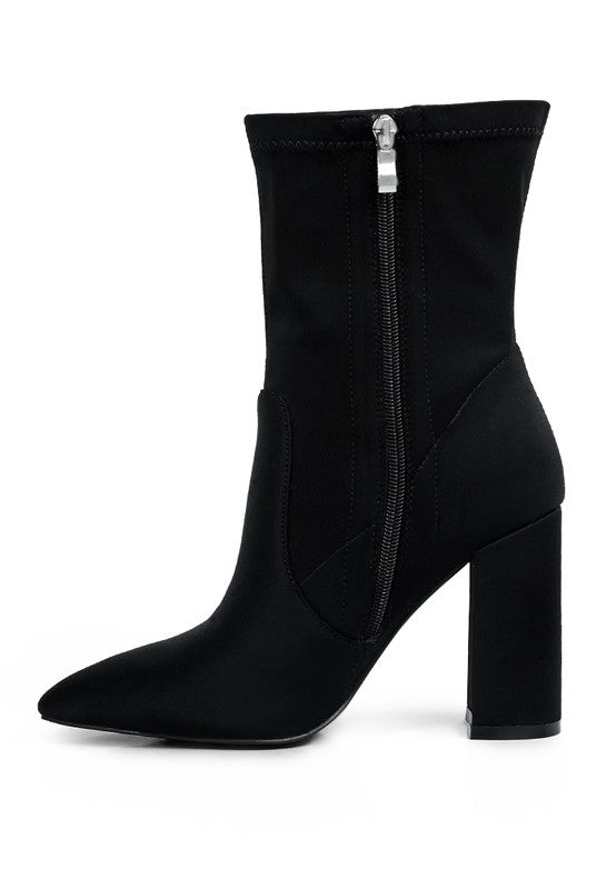 Ankle Lycra Block Heeled Boots - lolaluxeshop