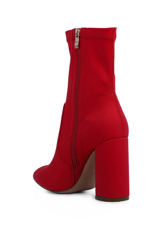 Ankle Lycra Block Heeled Boots - lolaluxeshop