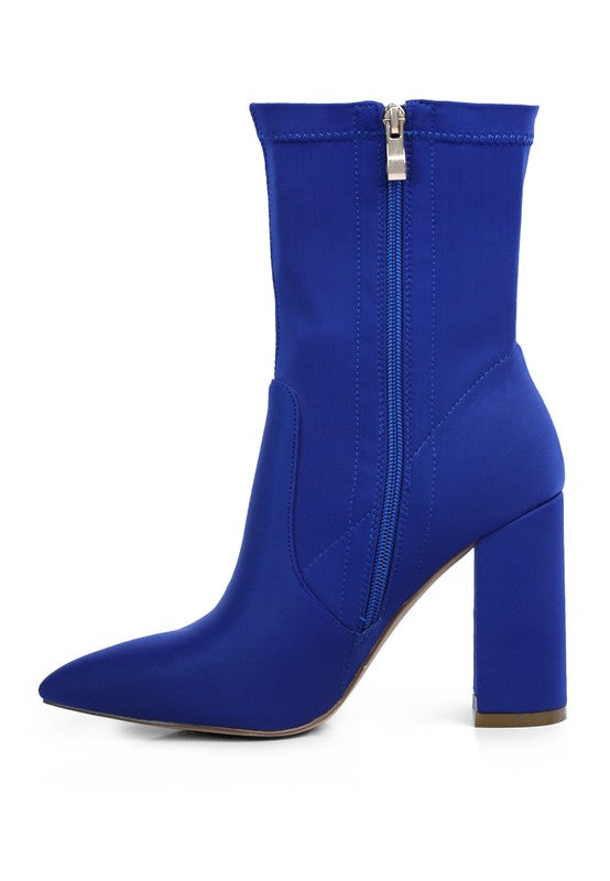 Ankle Lycra Block Heeled Boots - lolaluxeshop