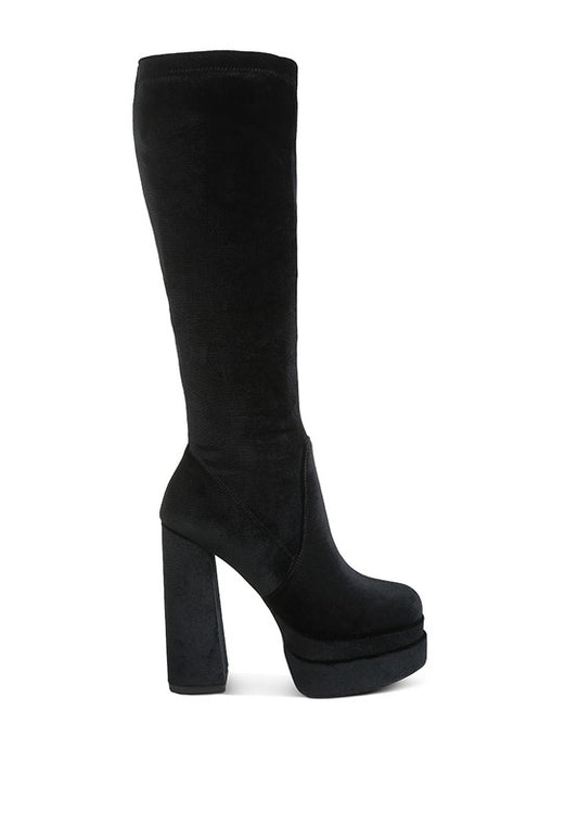 Lazuli High Block Heel Velvet Boot - lolaluxeshop