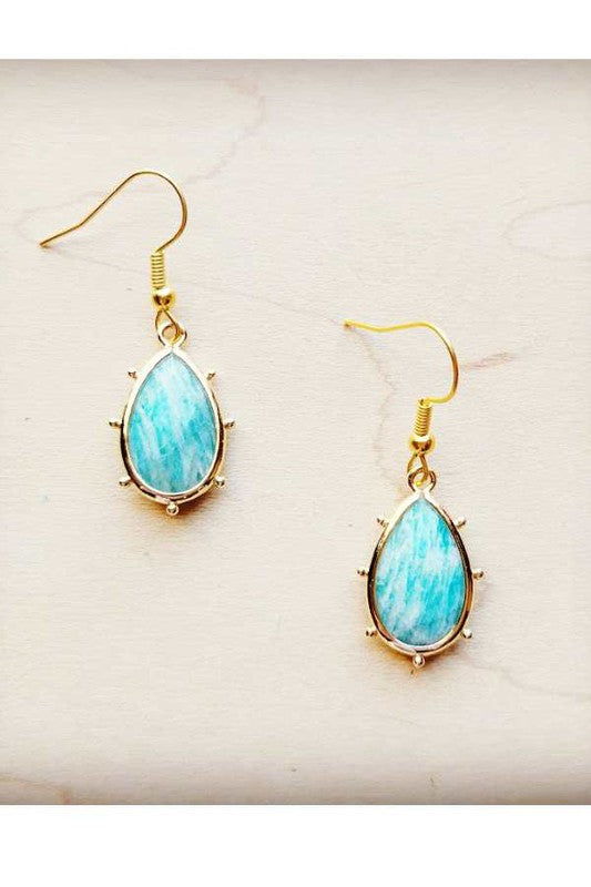 Genuine Amazonite Teardrop Earrings - lolaluxeshop