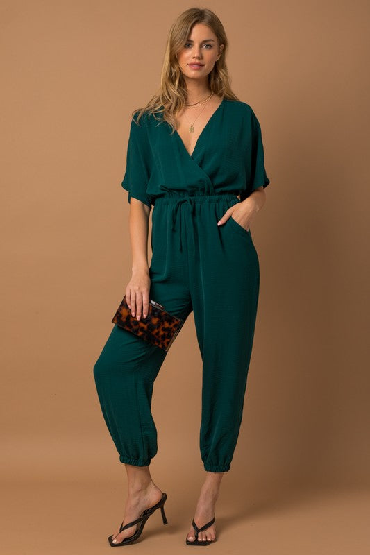 Dolman Sleeve Surplice Jumpsuit - lolaluxeshop