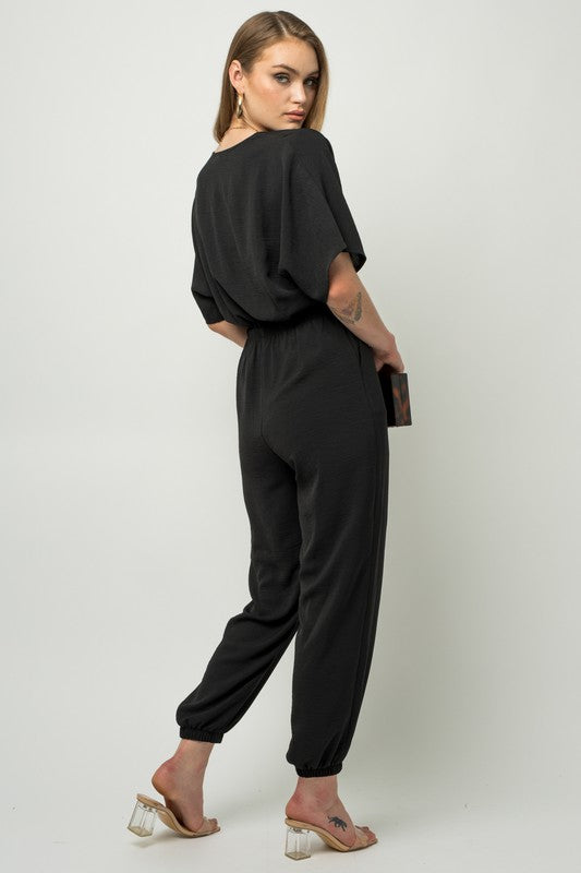 Dolman Sleeve Surplice Jumpsuit - lolaluxeshop