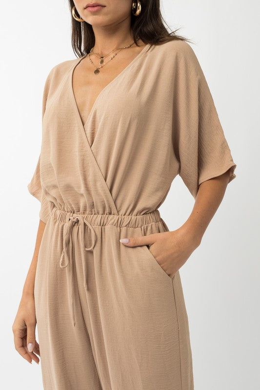 Dolman Sleeve Surplice Jumpsuit - lolaluxeshop