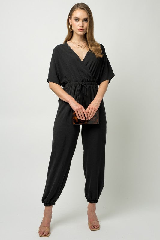 Dolman Sleeve Surplice Jumpsuit - lolaluxeshop