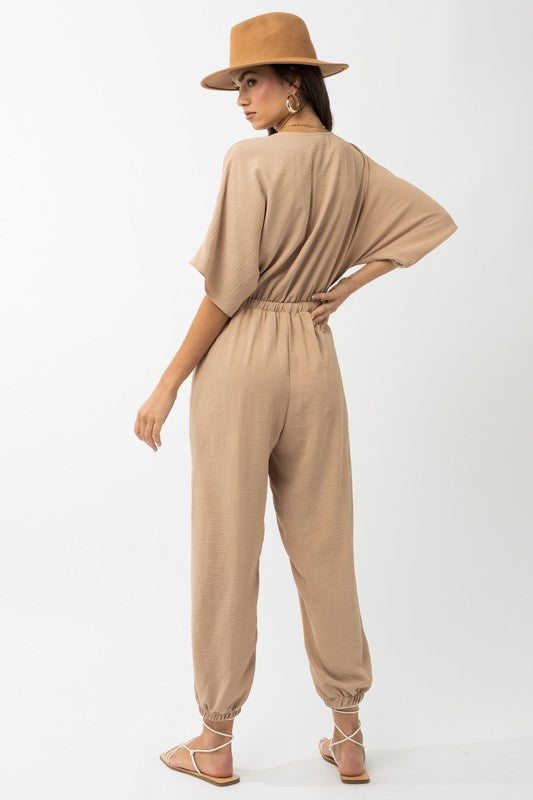 Dolman Sleeve Surplice Jumpsuit - lolaluxeshop