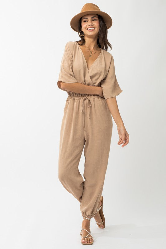 Dolman Sleeve Surplice Jumpsuit - lolaluxeshop