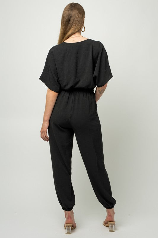 Dolman Sleeve Surplice Jumpsuit - lolaluxeshop