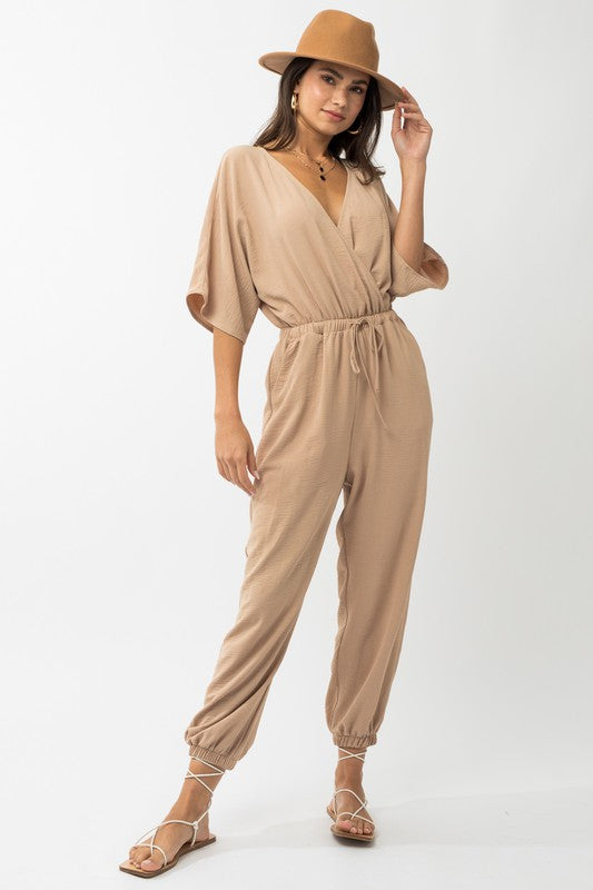 Dolman Sleeve Surplice Jumpsuit - lolaluxeshop