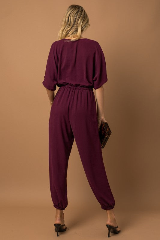 Dolman Sleeve Surplice Jumpsuit - lolaluxeshop