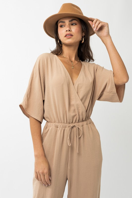 Dolman Sleeve Surplice Jumpsuit - lolaluxeshop