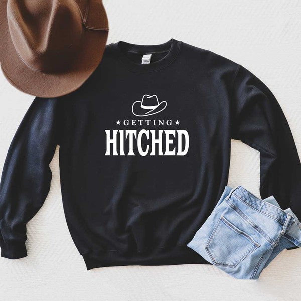 Getting Hitched Western Text Graphic Sweatshirt - lolaluxeshop