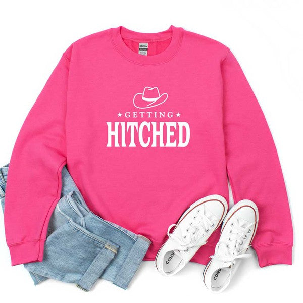 Getting Hitched Western Text Graphic Sweatshirt - lolaluxeshop