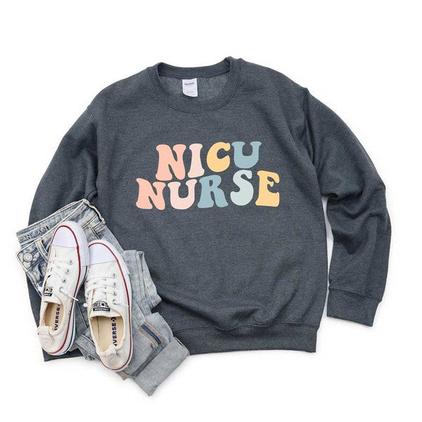 NICU Nurse Wavy Pastel Colorful Graphic Sweatshirt - lolaluxeshop