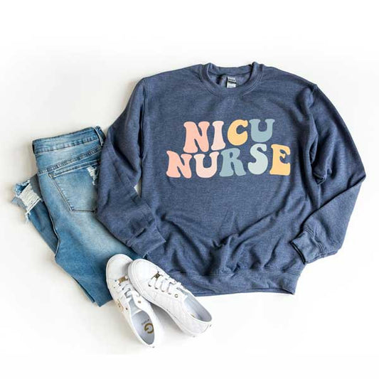 NICU Nurse Wavy Pastel Colorful Graphic Sweatshirt - lolaluxeshop