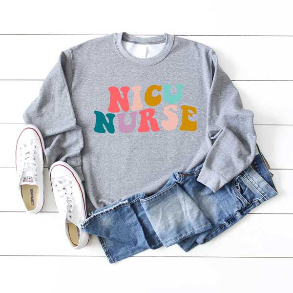 NICU Nurse Wavy Bright Colorful Graphic Sweatshirt - lolaluxeshop