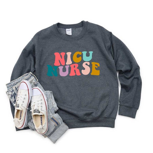 NICU Nurse Wavy Bright Colorful Graphic Sweatshirt - lolaluxeshop