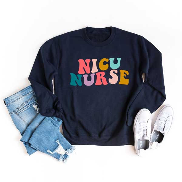 NICU Nurse Wavy Bright Colorful Graphic Sweatshirt - lolaluxeshop