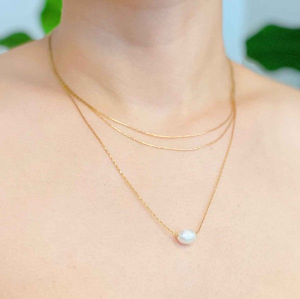 Layered Freshwater Pearl Pendant Necklace - lolaluxeshop