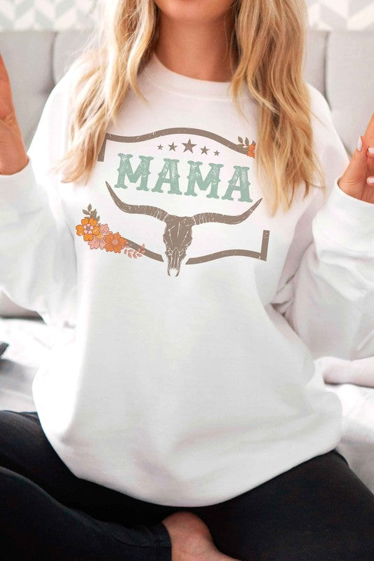 LONGHORN FLORAL MAMA GRAPHIC SWEATSHIRT - lolaluxeshop