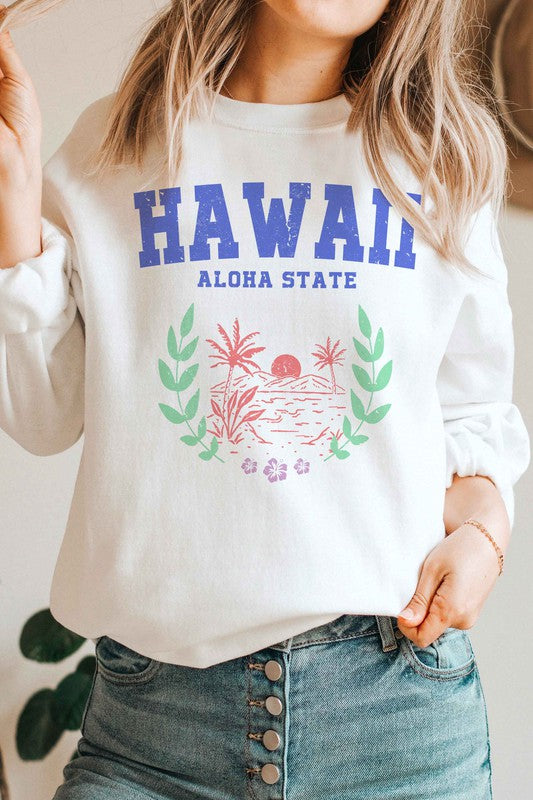 HAWAII ALOHA STATE GRAPHIC SWEATSHIRT - lolaluxeshop