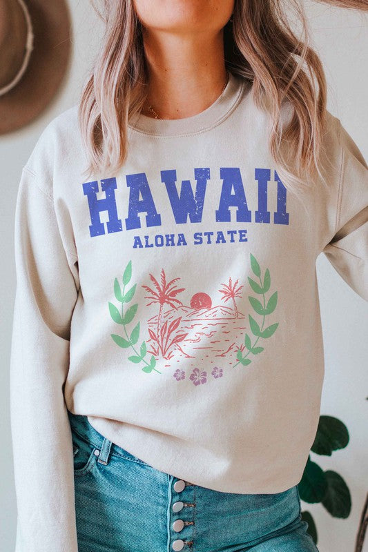 HAWAII ALOHA STATE GRAPHIC SWEATSHIRT - lolaluxeshop