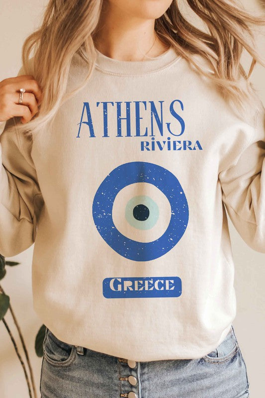 ATHENS RIVIERA GREECE GRAPHIC SWEATSHIRT - lolaluxeshop