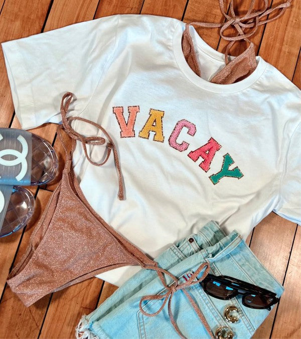 Varsity Font Colorful VACAY Softstyle Tee - lolaluxeshop