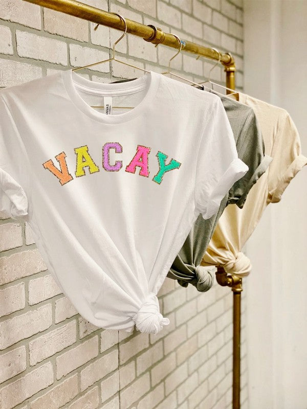 Varsity Font Colorful VACAY Softstyle Tee - lolaluxeshop