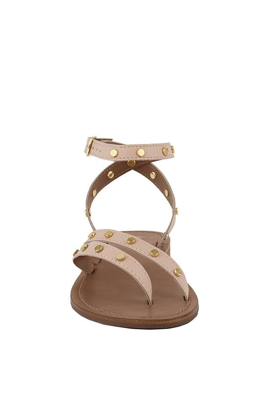 PRAH Studs Embellished Flat Sandals - lolaluxeshop