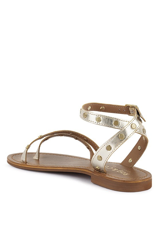 PRAH Studs Embellished Flat Sandals - lolaluxeshop