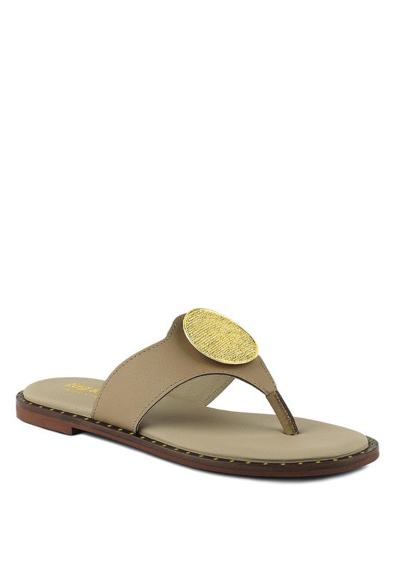 KATHLEEN Embellished Slip-On Thong Sandals - lolaluxeshop