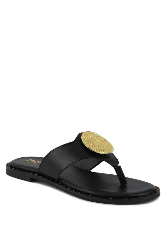 KATHLEEN Embellished Slip-On Thong Sandals - lolaluxeshop