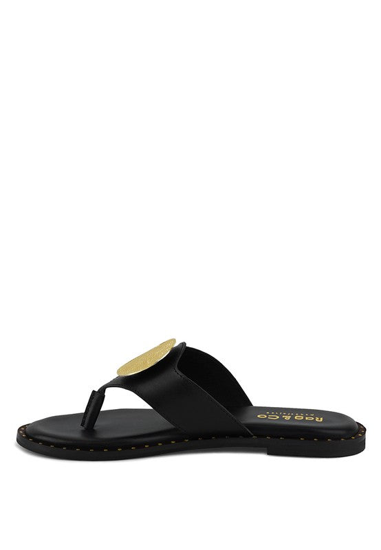 KATHLEEN Embellished Slip-On Thong Sandals - lolaluxeshop