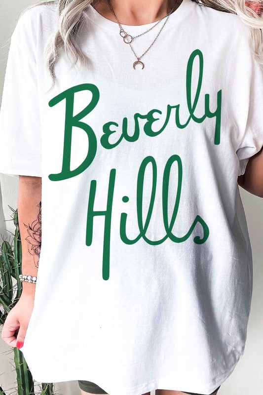 OVERSIZED BEVERLY HILLS GRAPHIC TEE - lolaluxeshop